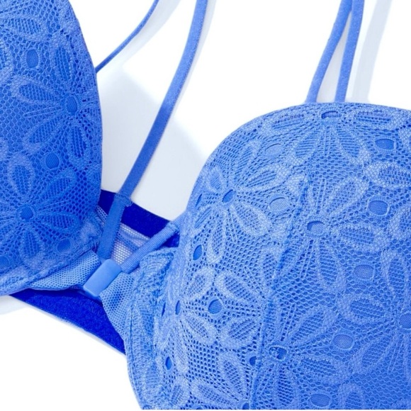 Victoria’s Secret Lace Demi Bra Blue Floral Mesh Size 36B - Picture 11 of 11